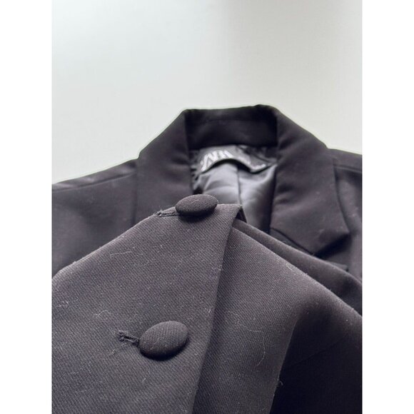 ZARA Black Oversized Single Breasted Cropped Blazer Suit Jacket, Size L - Picture 9 of 12